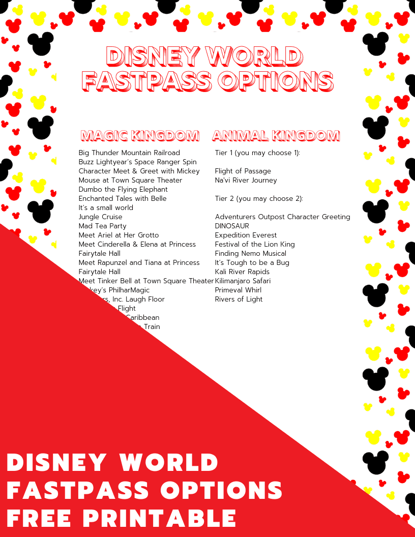 Download your free printable to help you decide which FastPasses to book on your Disney World vacation!