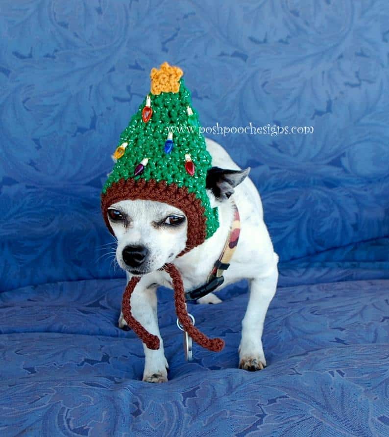 Crochet Christmas Tree Hat for Dogs