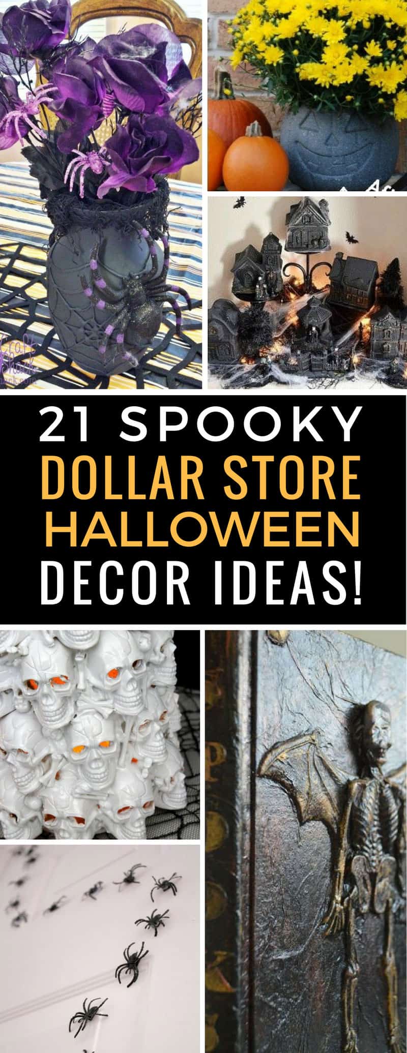 If your budget won't stretch to expensive Halloween decor this year don't worry - just head to the Dollar Store to pick up supplies for these spooky DIYs! | Halloween | Dollar Store Crafts | DIY | Decor | Party | Just Bright Ideas