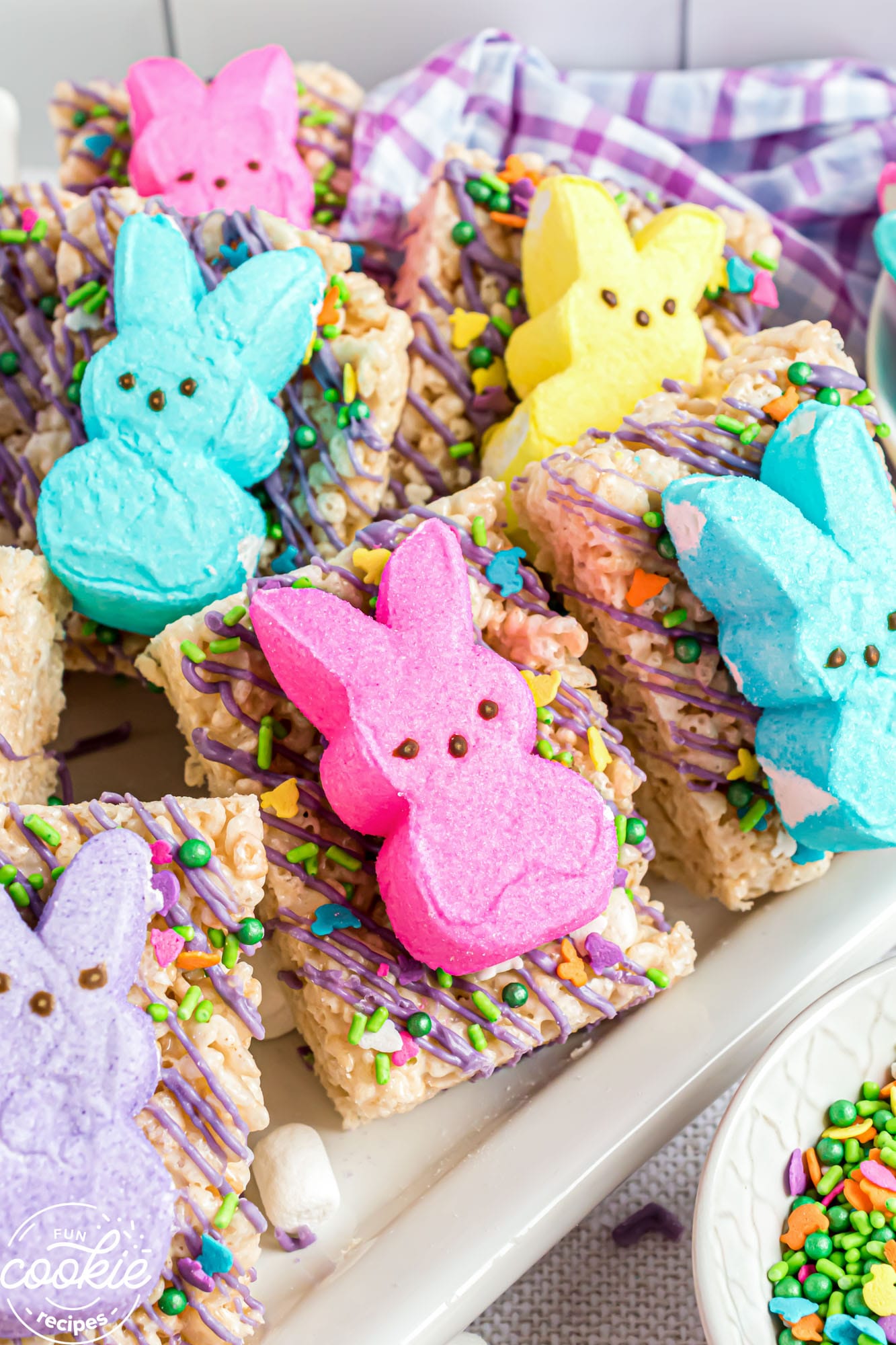 Bright, colorful, and bursting with marshmallowy goodness, these Peeps Rice Krispie Treats are a festive and easy-to-make Easter treat.