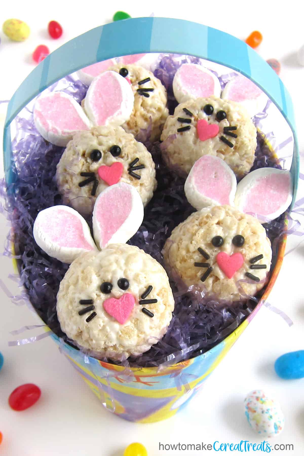 These Rice Krispie Treat Bunnies are as cute as they come! Shaped like bunny faces and decorated with frosting, they’re sure to be a hit at any Easter gathering.