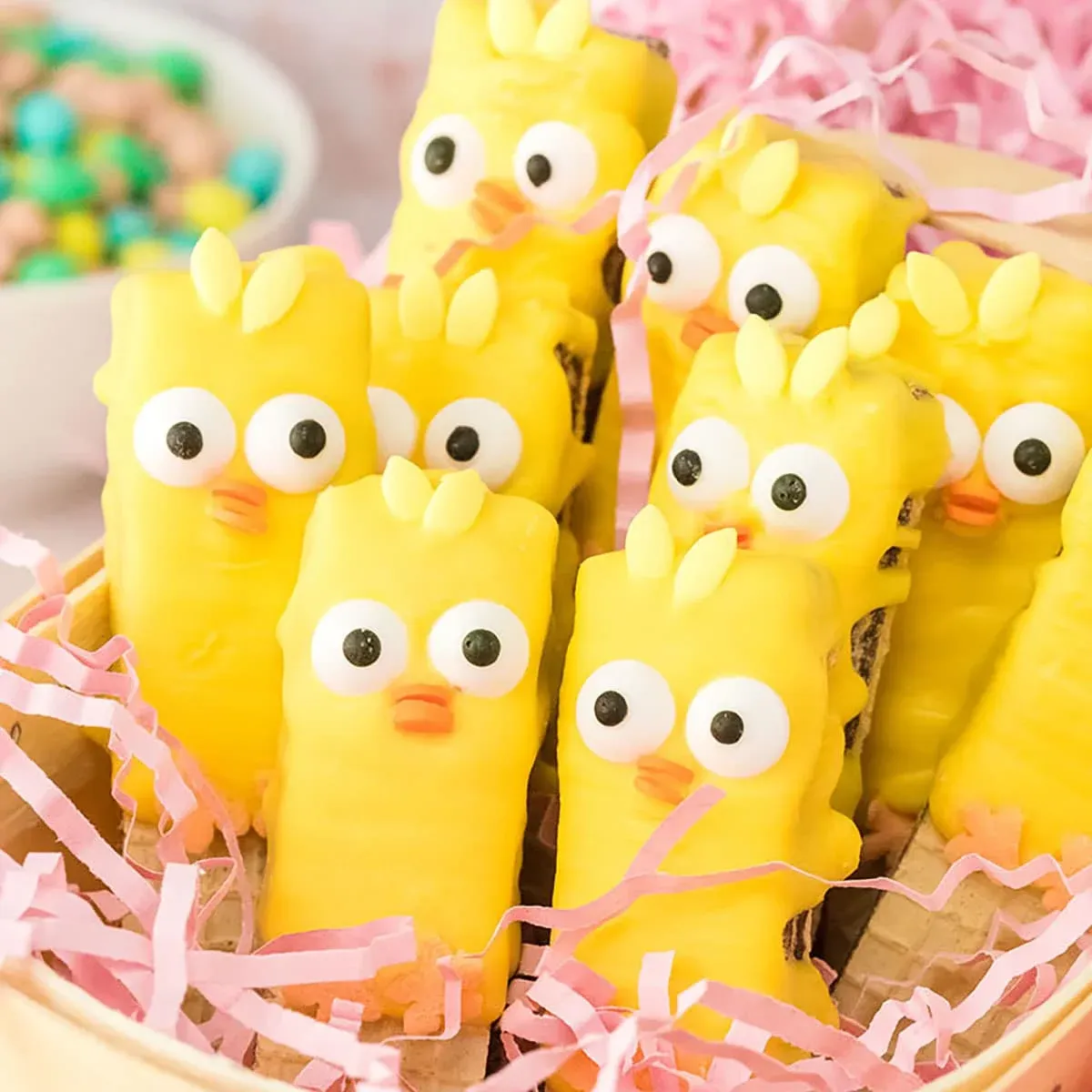 These Easter Chick Dipped Wafer Cookies are almost too cute to eat—almost! Made with crispy, cream-filled sugar wafers dipped in yellow candy melts and decorated with candy eyes and sprinkles, they’re a fun and easy treat that kids will adore. Perfect for bake sales, church events, or just a special Easter dessert!