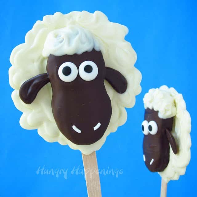 White and Dark Chocolate Nutter Butter Lamb Pops