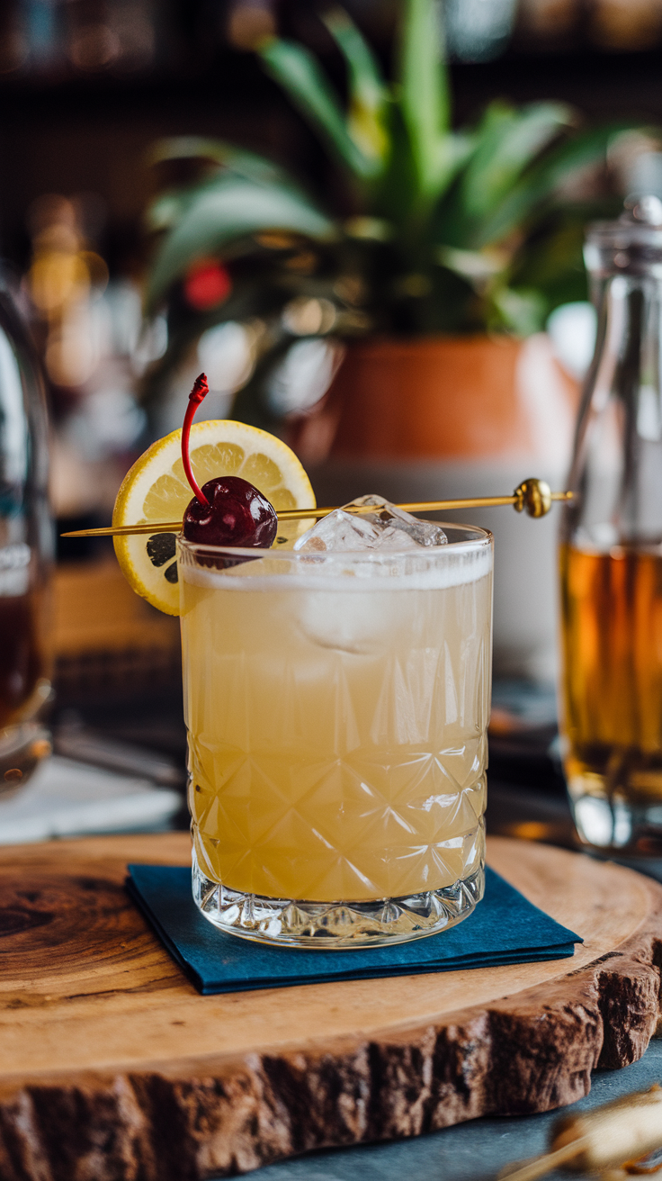 If you want a cocktail that’s simple yet sophisticated, the Whiskey Sour is your drink. It’s tangy, slightly sweet, and oh-so-smooth.