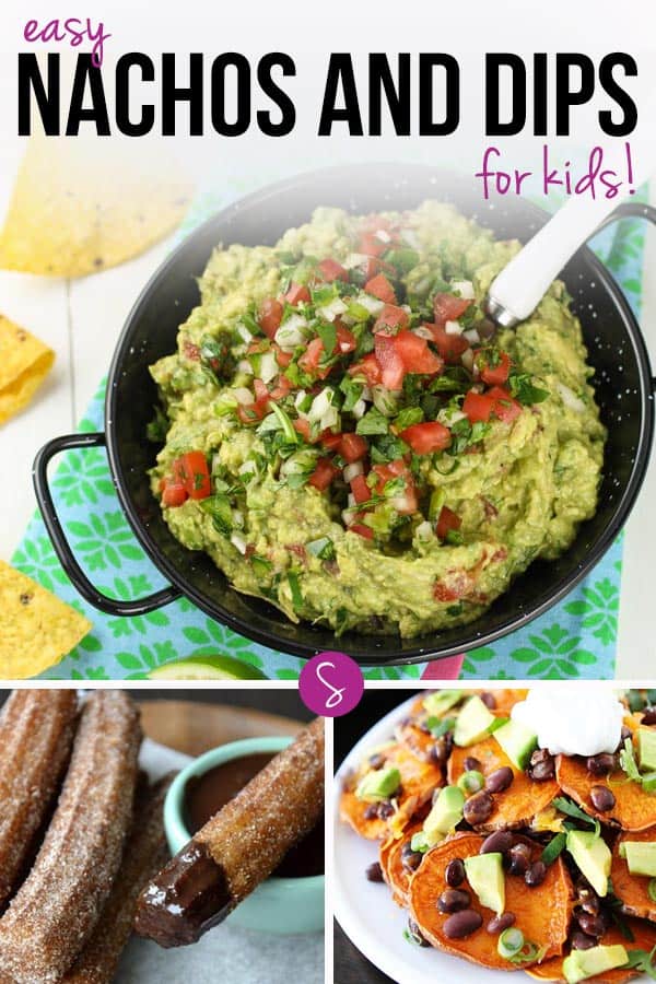 From guacamole to chocolate churros you are going to love these easy Mexican nachos and dips for kids!