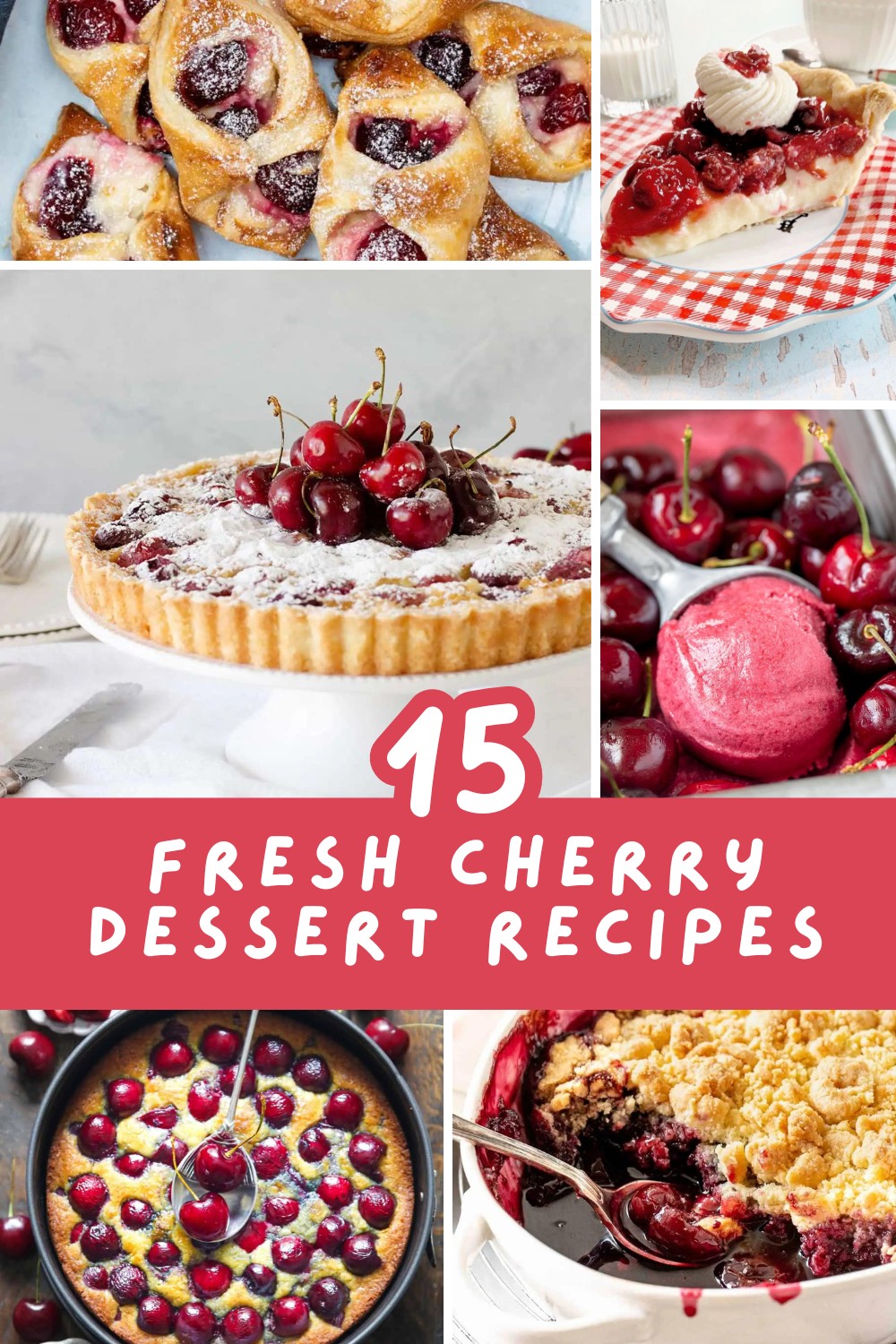 Discover the joy of fresh cherry desserts with these 15 easy recipes! From classic cherry pie and fluffy muffins to elegant cherry tart, moist loaf cake, and rich custard pie, these treats are perfect for any occasion. 🍒💕 #FreshCherryDesserts #CherryPie