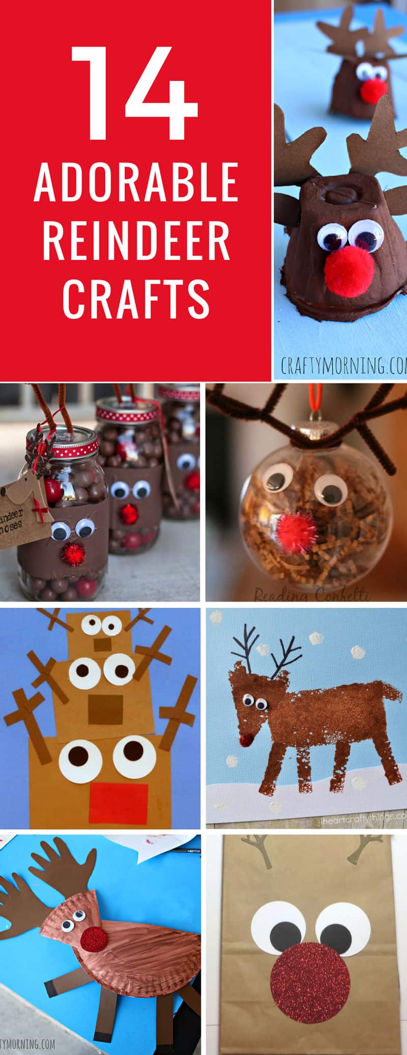 Loving these easy reindeer crafts for kids to make! So many different ways to make Rudolph and his pals this Christmas!