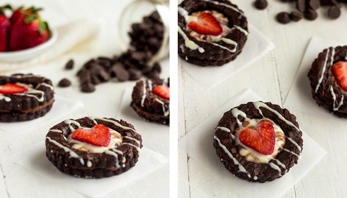 Gluten Free Brownie Sandwiches with Strawberry Cheesecake Filling - Food Faith Fitness