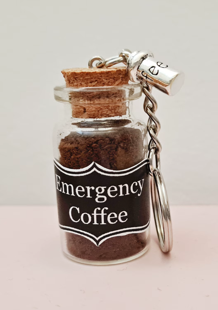 Emergency coffee keyring, fun little coffee gift for the caffeine addict in your life.