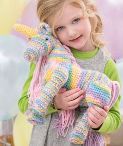 Enchanting Rainbow Striped Unicorn Crochet Pattern from Red Heart