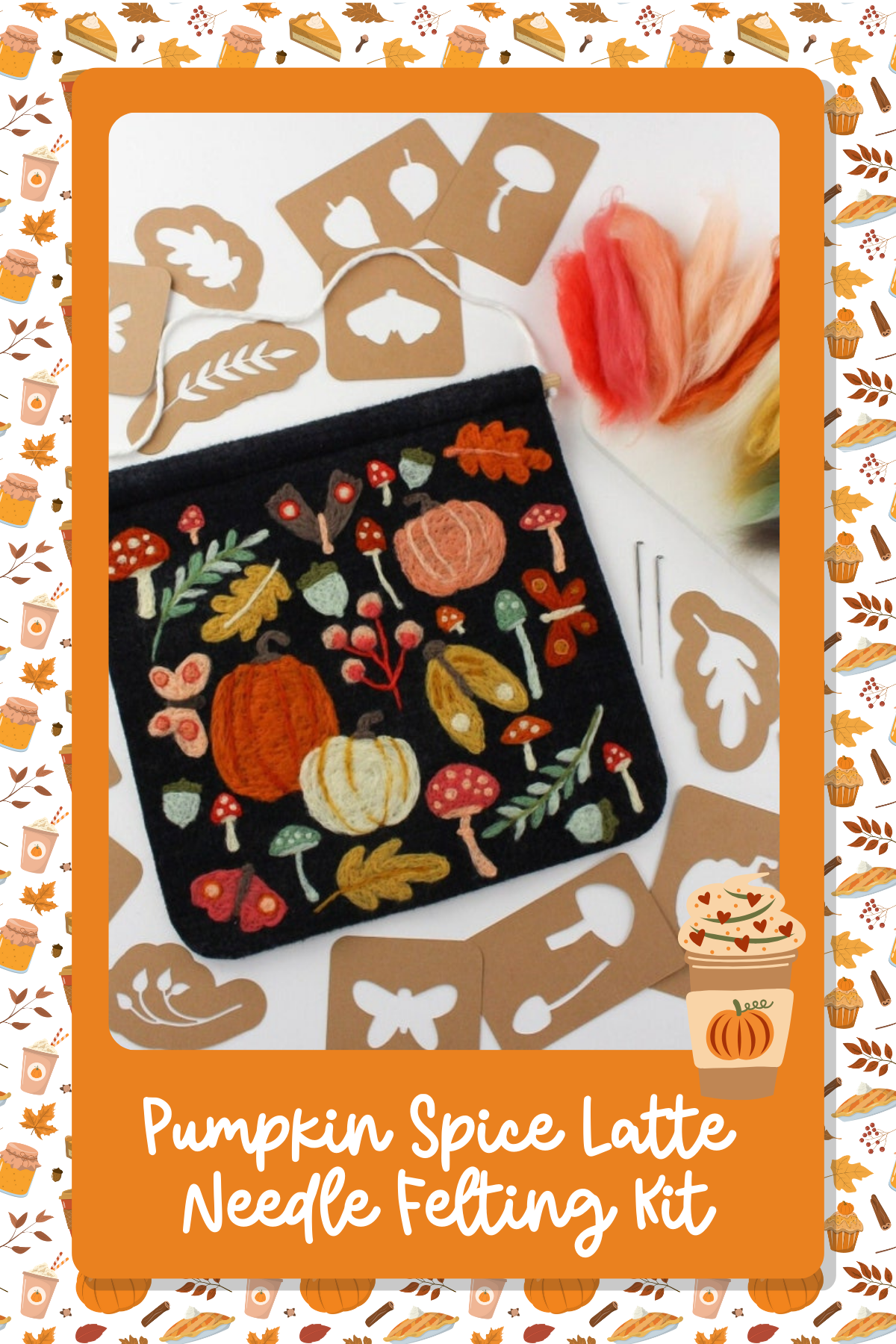 Pumpkin Spice Latte Needle Felting KitCreate your own fall-inspired masterpiece with this adorable PSL-themed needle felting kit! Complete with pumpkins, mushrooms, and autumn leaves, it’s the perfect cozy craft for the season.