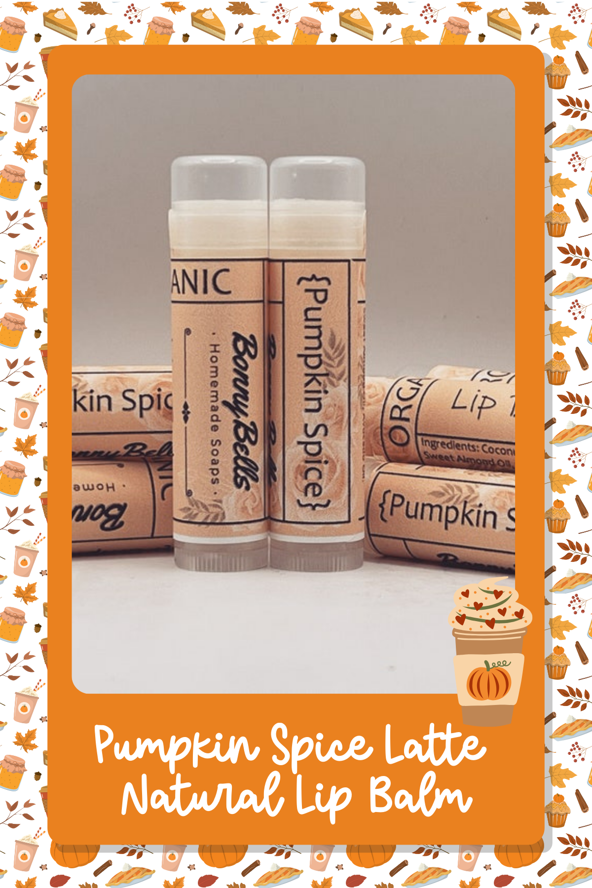 Pumpkin Spice Latte Natural Lip BalmKeep your lips hydrated and your PSL cravings satisfied with this all-natural pumpkin spice lip balm. It’s the perfect seasonal essential for soft lips and autumn kisses.