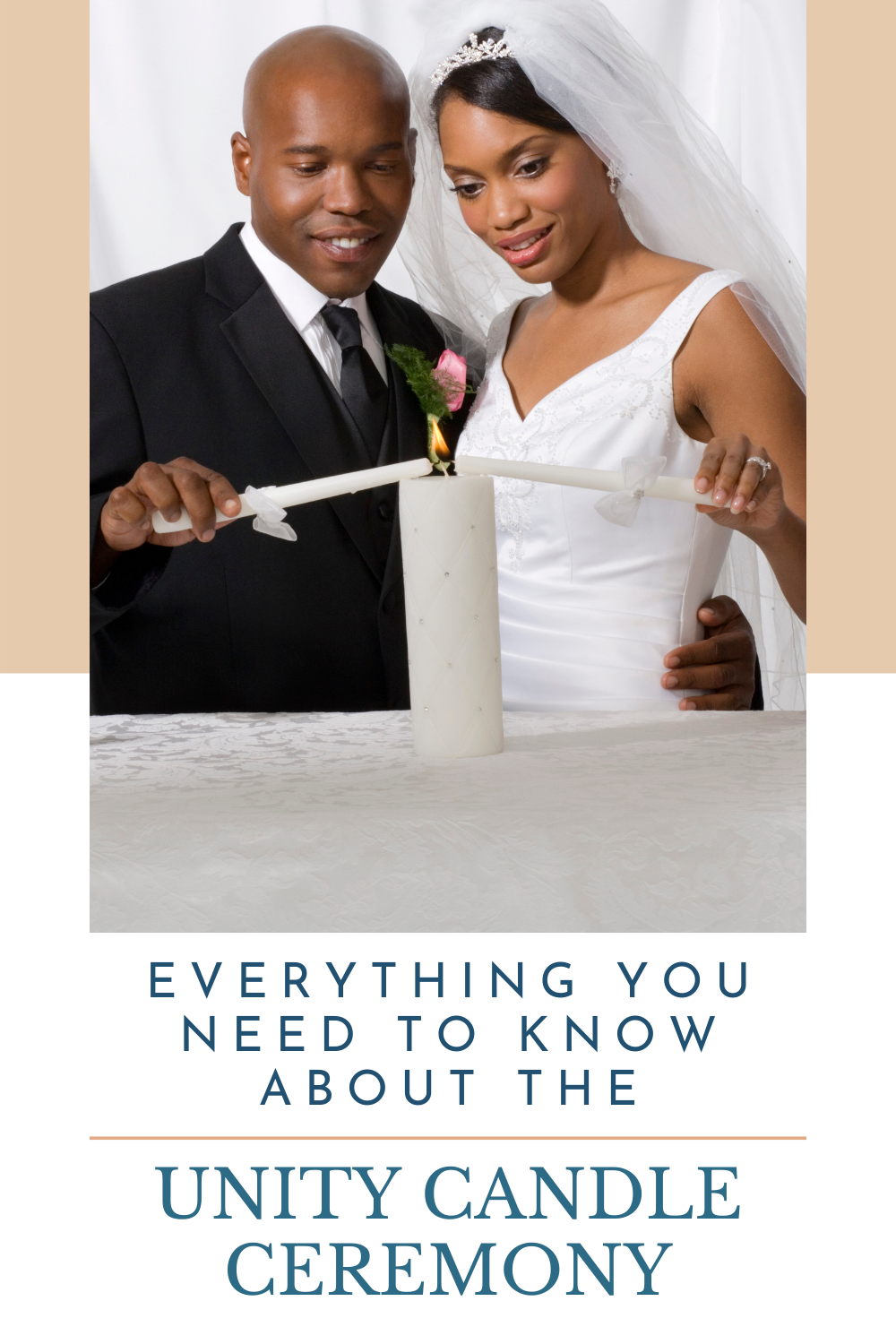 A photograph of a bride and groom lighting a candle as part of a unity candle ceremony - This is such a beautiful ritual to include in our wedding - a unity candle ceremony symbolizes the coming together as a couple and how we maintain our individuality.