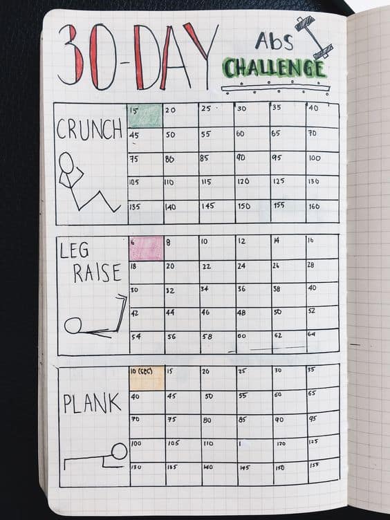 Bullet Journal Exercise Tracker