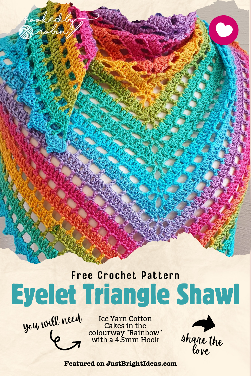 Want a stylish shawl you can make in a snap? This Eyelet Triangle Shawl is perfect for you! Quick to crochet with a simple 2-row repeat. Click for the video tutorial and written pattern! 🧶✨ #CrochetShawl #DIYFashion
