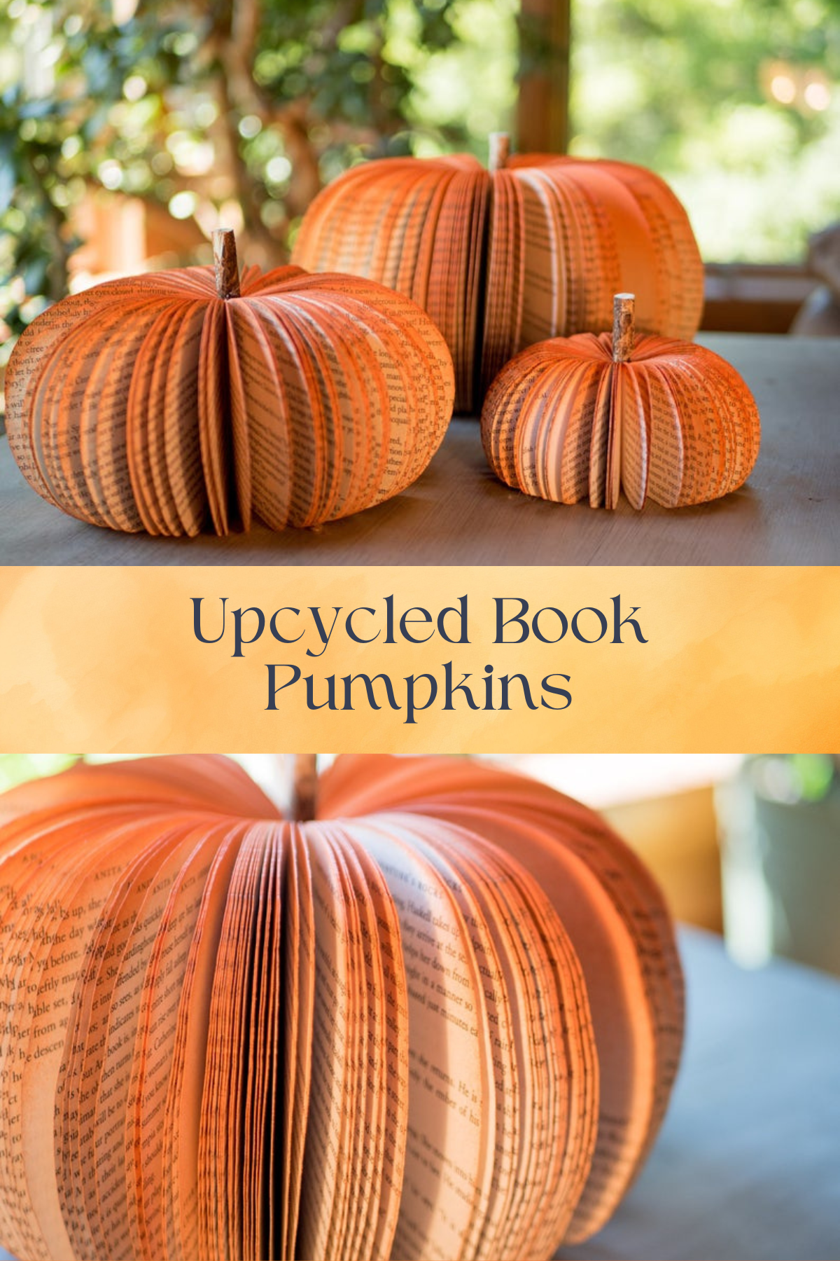 Book Pumpkins: These unique book pumpkins bring a whimsical, literary twist to your fall decor. They're a charming and eco-friendly way to celebrate the season!