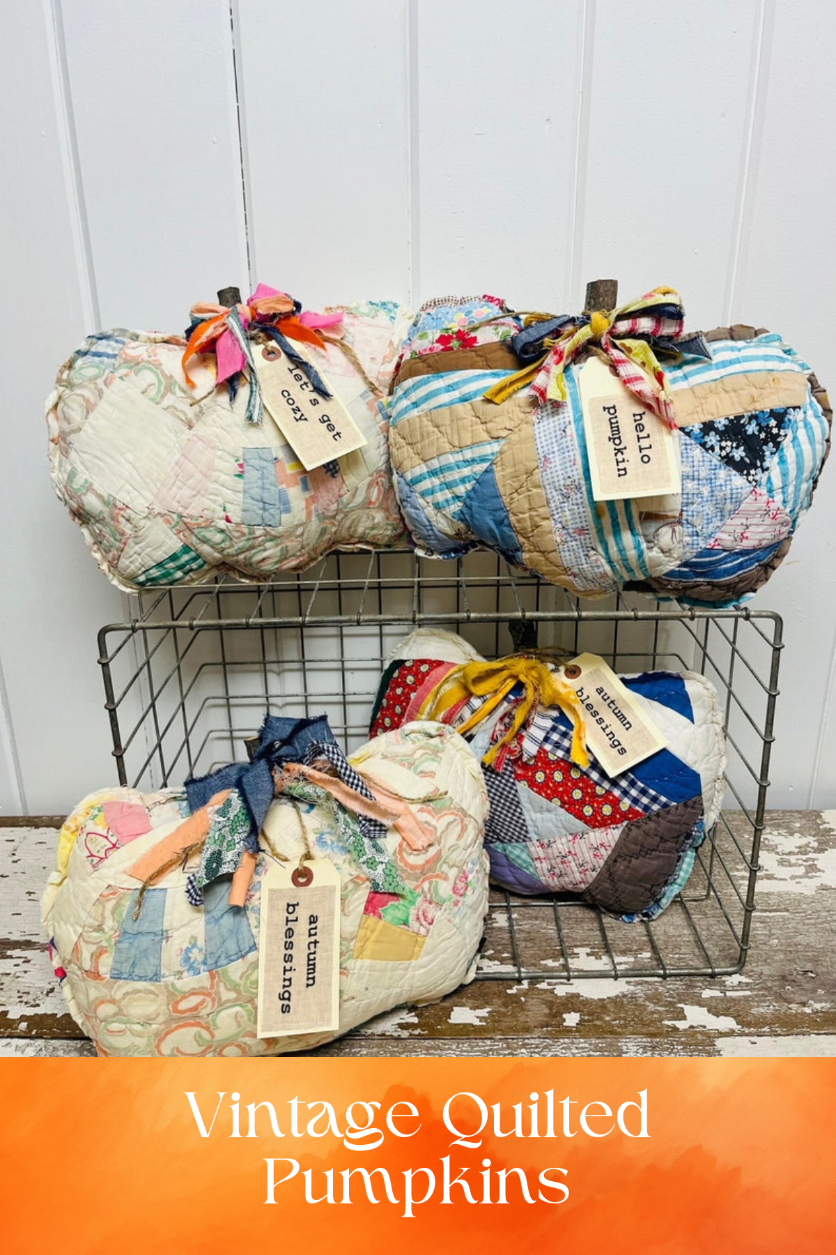 Vintage Quilted Pumpkins: These quilted pumpkins are a delightful nod to vintage charm. They bring a pop of texture and a homey feel to your fall decor collection.