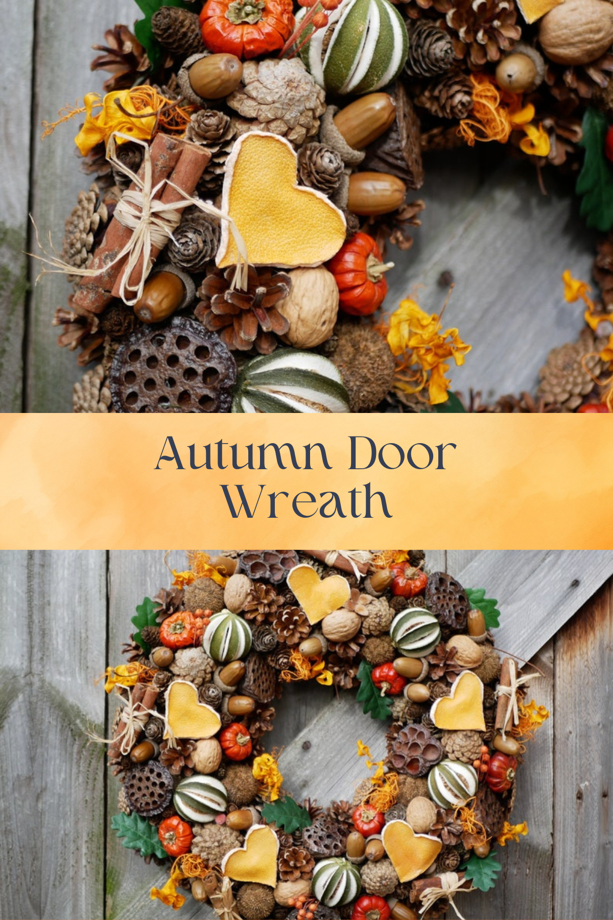 Autumn Wreath: This front door wreath is a beautiful blend of autumnal hues, welcoming the cozy season with open arms. Perfect for greeting guests with a warm, festive touch!