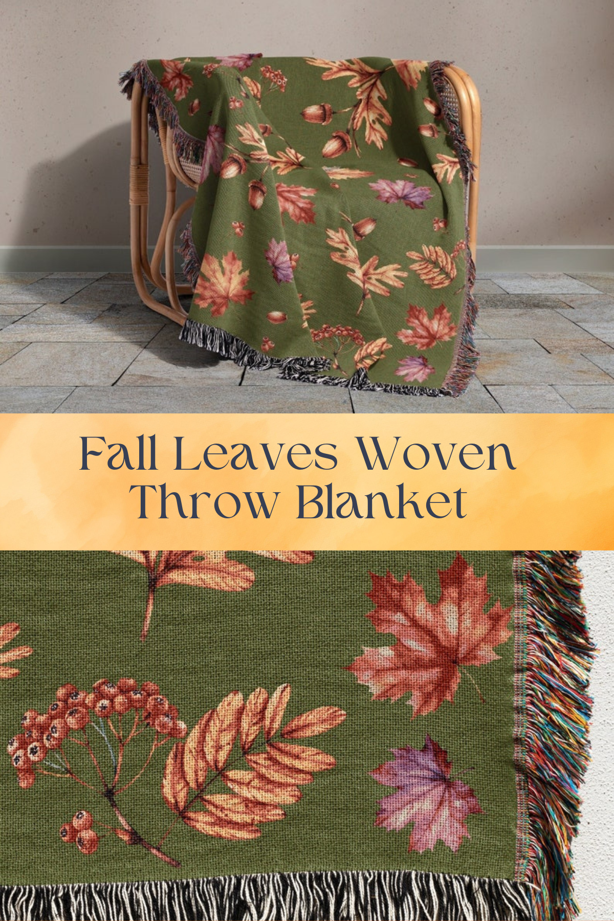 Fall Leaves Woven Throw Blanket: Snuggle up in this gorgeous woven throw, featuring rich autumnal leaves. It’s just what you need to stay warm while adding a pop of fall color to your space.