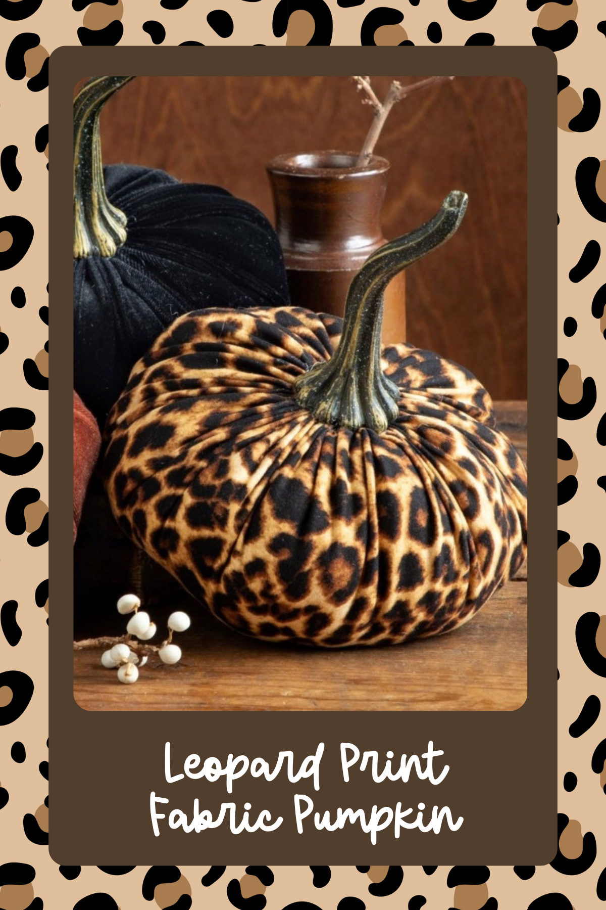 Spice up your fall decor with this unique fabric pumpkin in leopard print! It's a playful, cozy twist on the classic pumpkin for a touch of autumn chic.