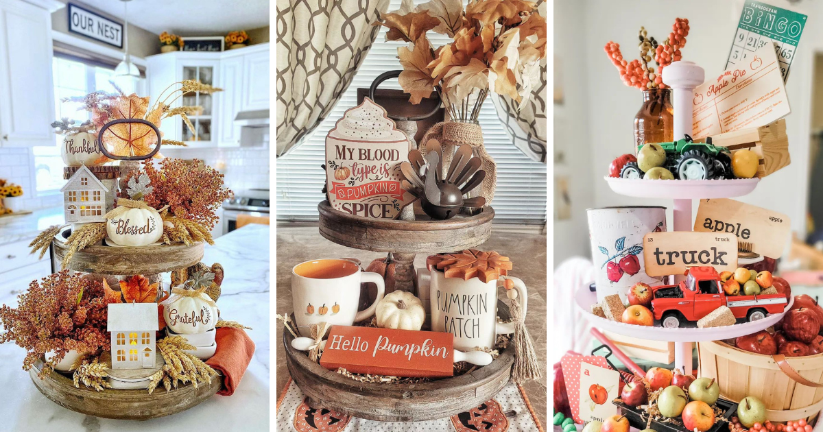 Simple & Stylish Fall Tiered Tray Decor Looking for easy fall decor ideas to cozy up your space? Check out these beautiful fall tiered tray designs that will elevate your kitchen or living room instantly! Whether you have a small apartment or a large space, these fall trays fit perfectly into any decor style. 🏡🍁 #FallTray #CozyFallDecor #FallKitchenDecor