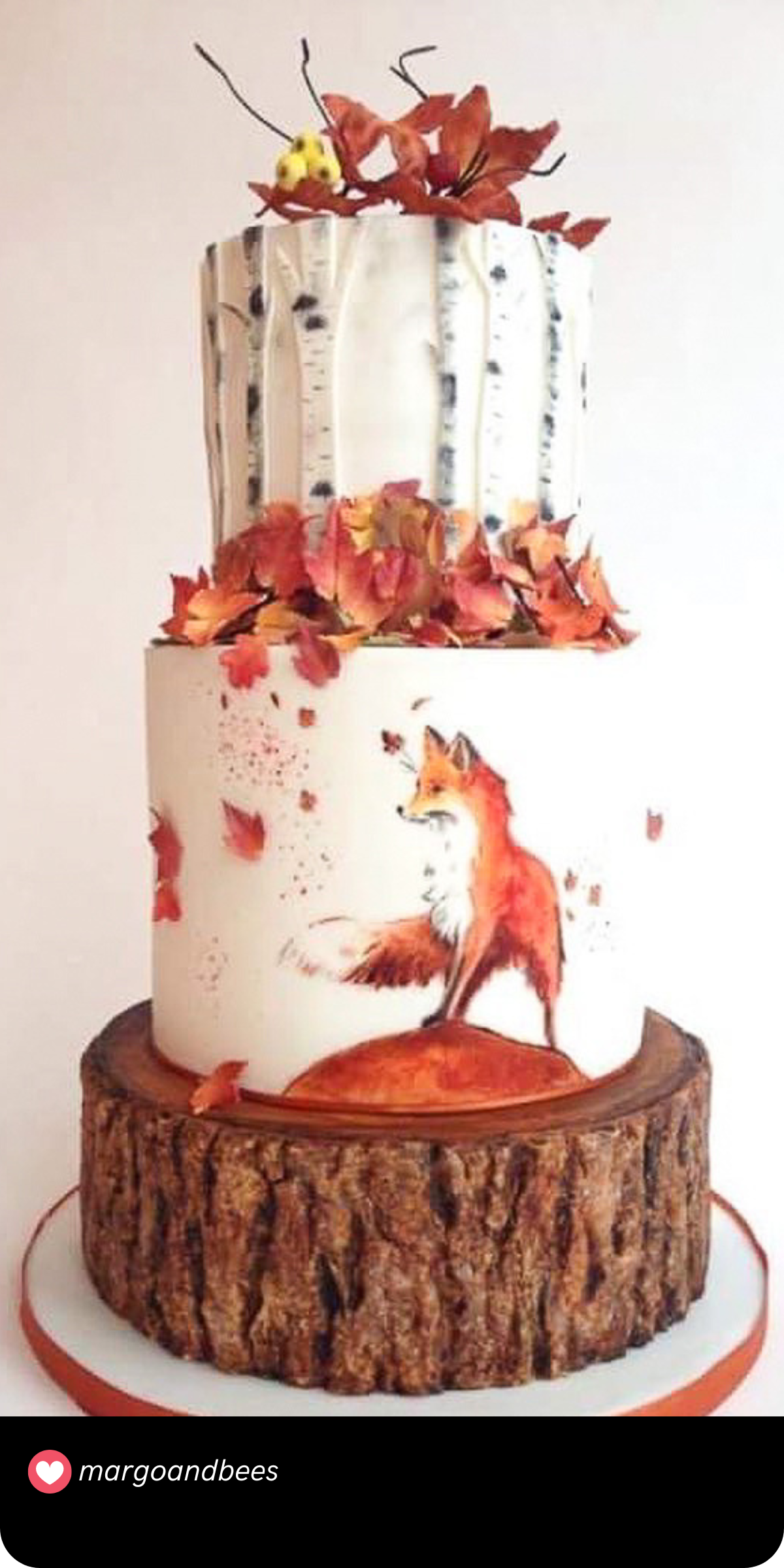 Woodland Autumn Fantasy: Step into a fall fairy tale with this whimsical cake, featuring a hand-painted woodland scene and rich, seasonal foliage that’s pure autumn inspiration.