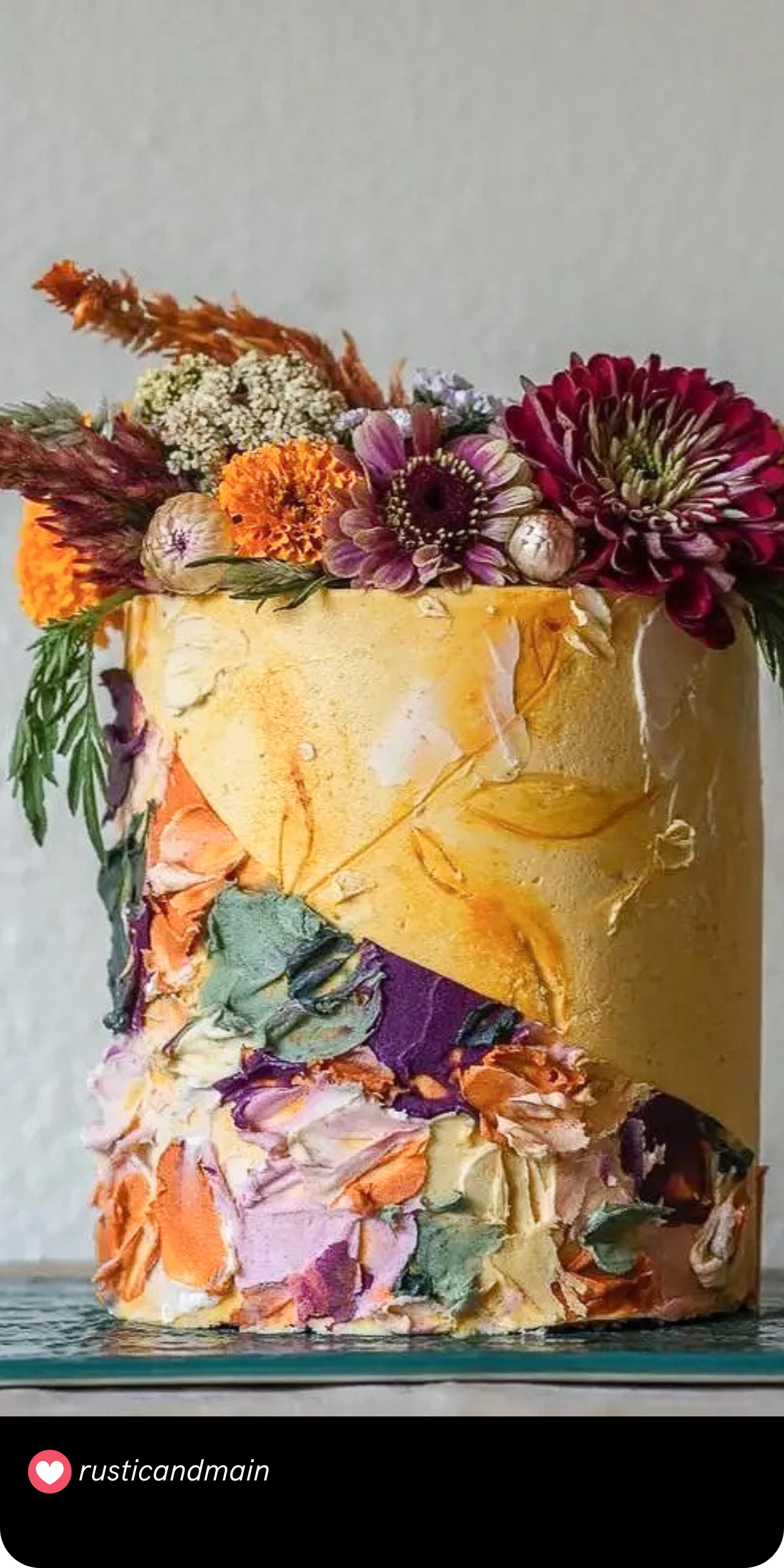 Autumnal Artisan: This cake is a masterpiece of fall inspiration, with its unique design and bold, earthy colors that reflect the changing season in an artistic way.