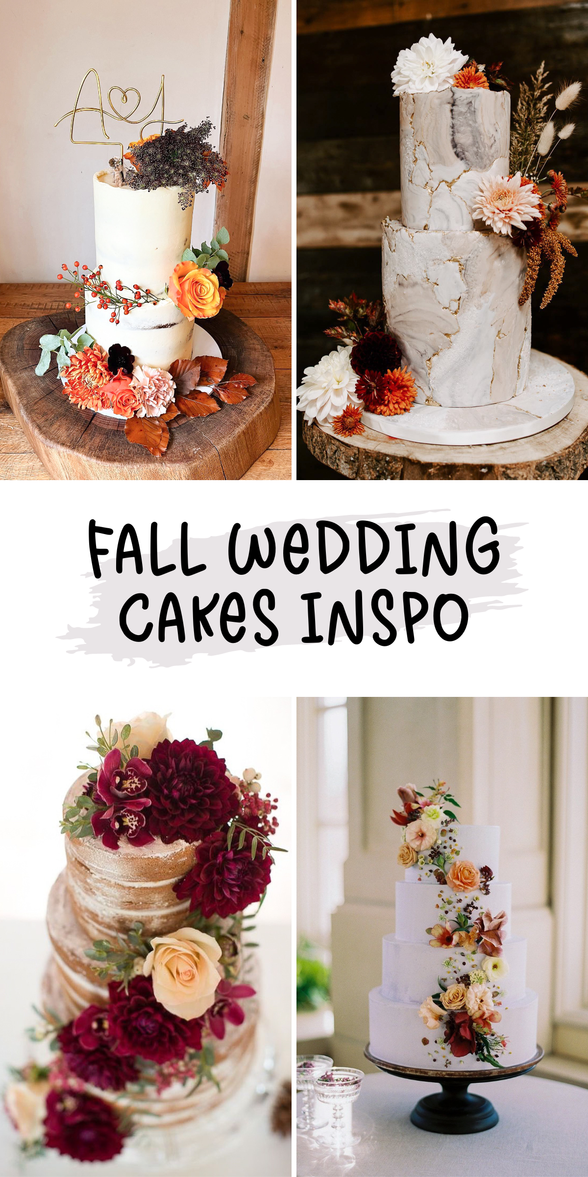 🍁 Say 'I do' to these breathtaking fall wedding cakes! 🍂 Whether you’re going for a rustic vibe or an elegant affair, these cakes capture the essence of autumn with every detail. Get inspired for your perfect day! 🎂💍 #AutumnWeddings #CakeGoals