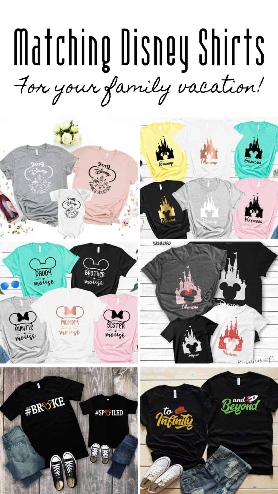 If you're looking for matching family Disney shirt ideas you got them right here! So many cute shirts your family will not be embarrased to be seen together in!