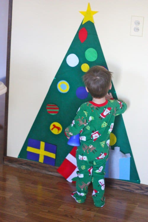 GENIUS idea! Now we don't have to worry about a small child taking all the decorations off the real tree!