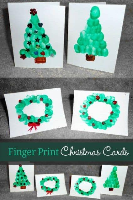 Fingerprint Christmas Cards for Kids to Make