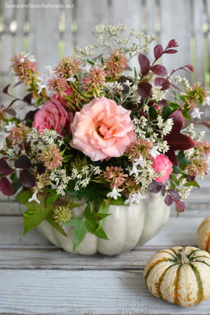 Floral Pumpkin Centerpiece No Carving DIY