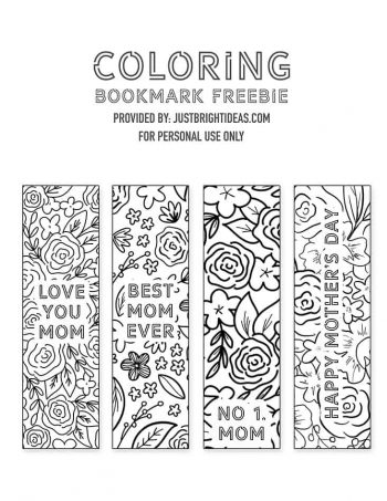 Free Mother's Day Printable Bookmarks You Can Color