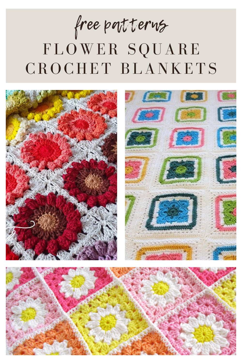 Looking for beautiful crochet projects? Try these free flower-based square blanket patterns! Perfect for cozy nights or as thoughtful gifts, these patterns will add a lovely floral touch to your creations. Happy crocheting! 🌸✨ #CrochetPatterns #CraftingJoy #FloralDesigns