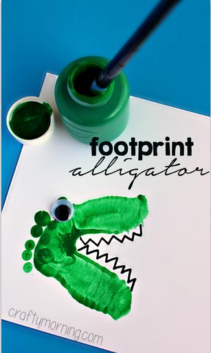 Alligator and Dinosaur Footprint Crafts for Kids