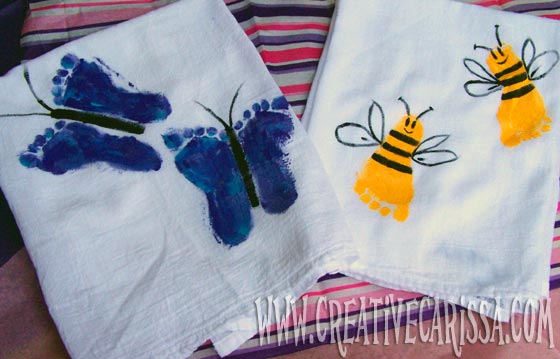 Make Bumble Bee & Butterfly Footprint Towels