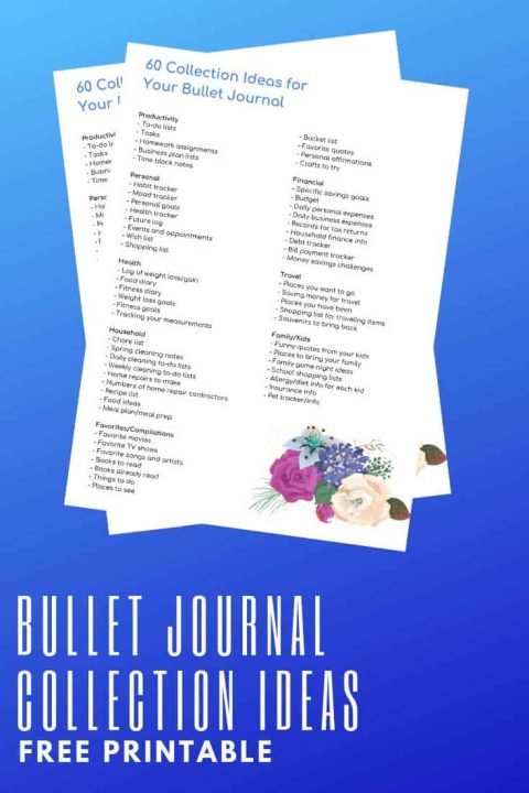 While you can come up with many other ideas on your own, here is an example of some collections you can include in your own bullet journal.