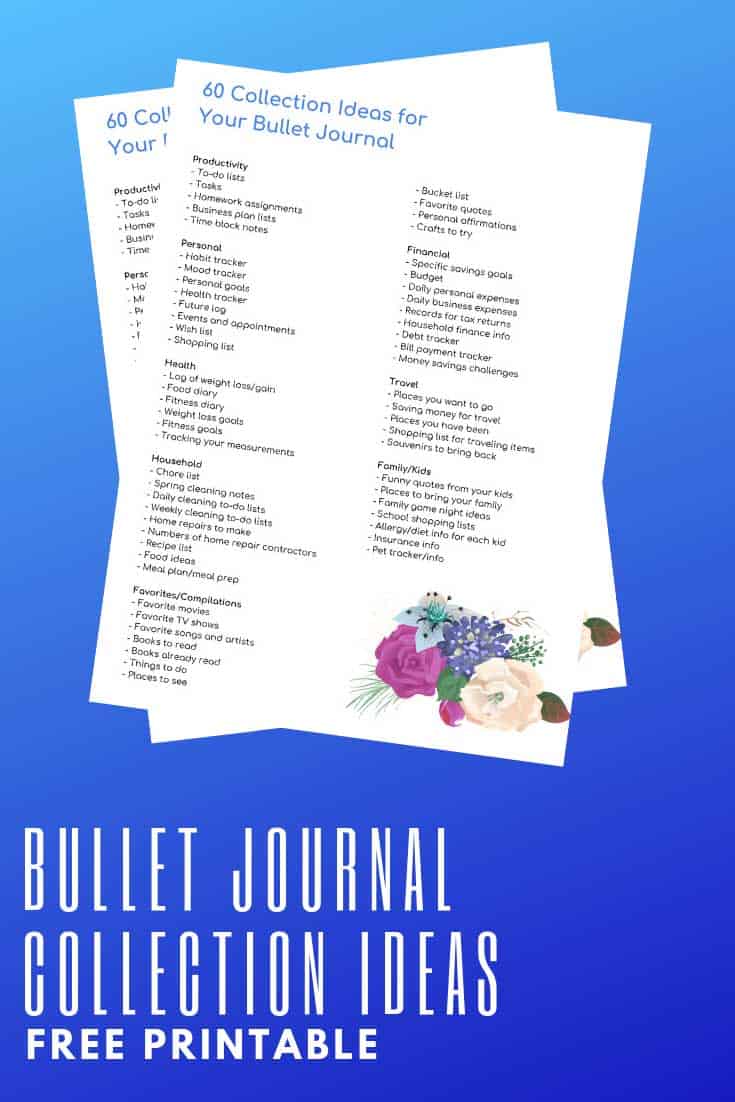 While you can come up with many other ideas on your own, here is an example of some collections you can include in your own bullet journal.