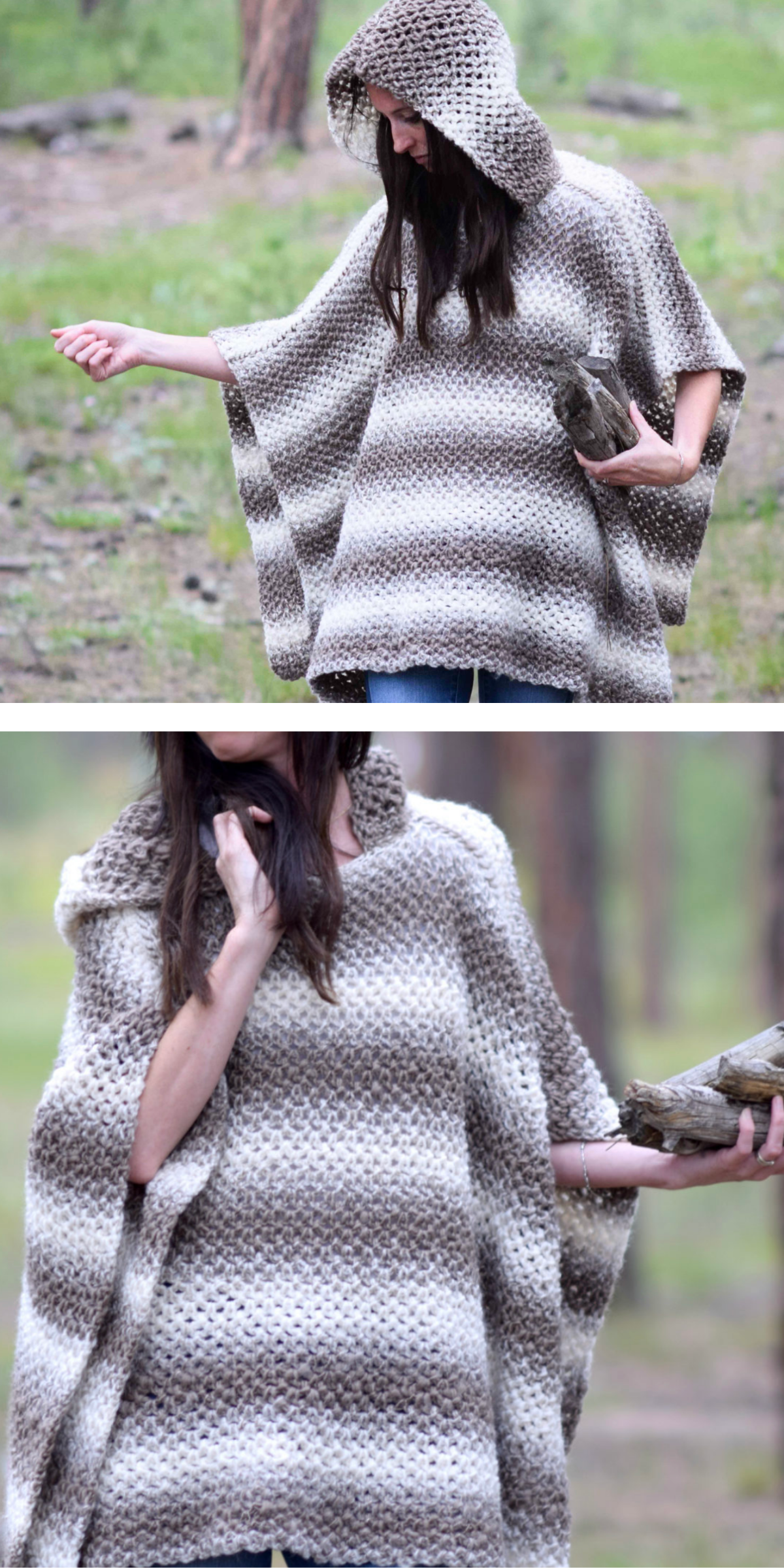 This oversized hooded poncho is perfect for staying cozy and stylish during the cooler autumn months. The relaxed fit and earthy tones make it a versatile and aesthetic addition to your fall wardrobe.