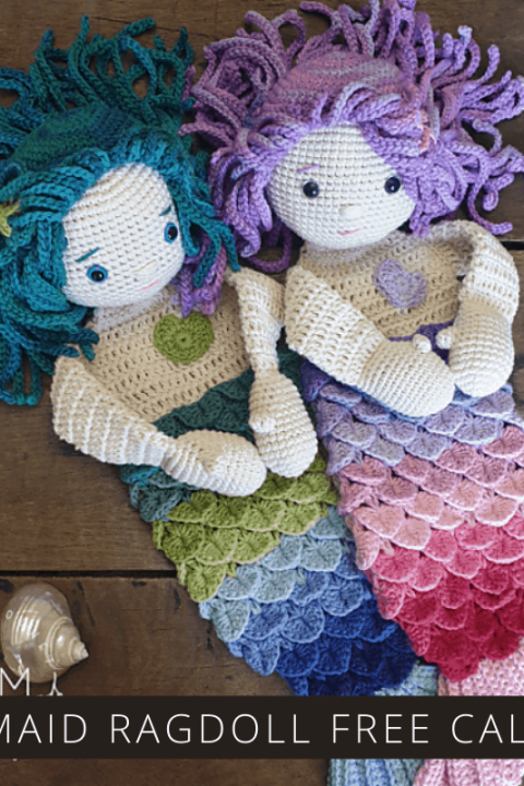 You can make these sweet "ragdoll meets lovey blanket" mermaids as part of a free crochet along. Click through to find out how to join in the fun.