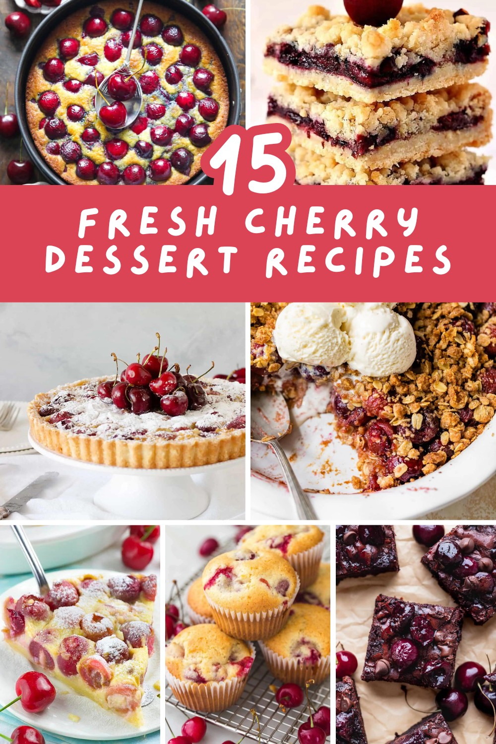 Satisfy your cravings with these 15 easy fresh cherry dessert recipes! Enjoy mouthwatering cherry pie, scrumptious muffins, irresistible tarts, delightful loaf cake, and creamy custard pie. Each recipe is a sweet celebration of fresh cherries. 🍒🎂 #CherryDesserts #EasyRecipes