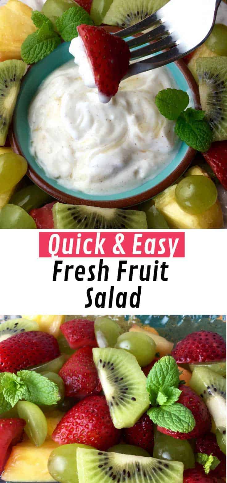 If you're looking for a summer pot luck dessert idea you really can't go wrong with a nice fresh fruit salad. Especially one that's paired with a delicious honey-yogurt dip.