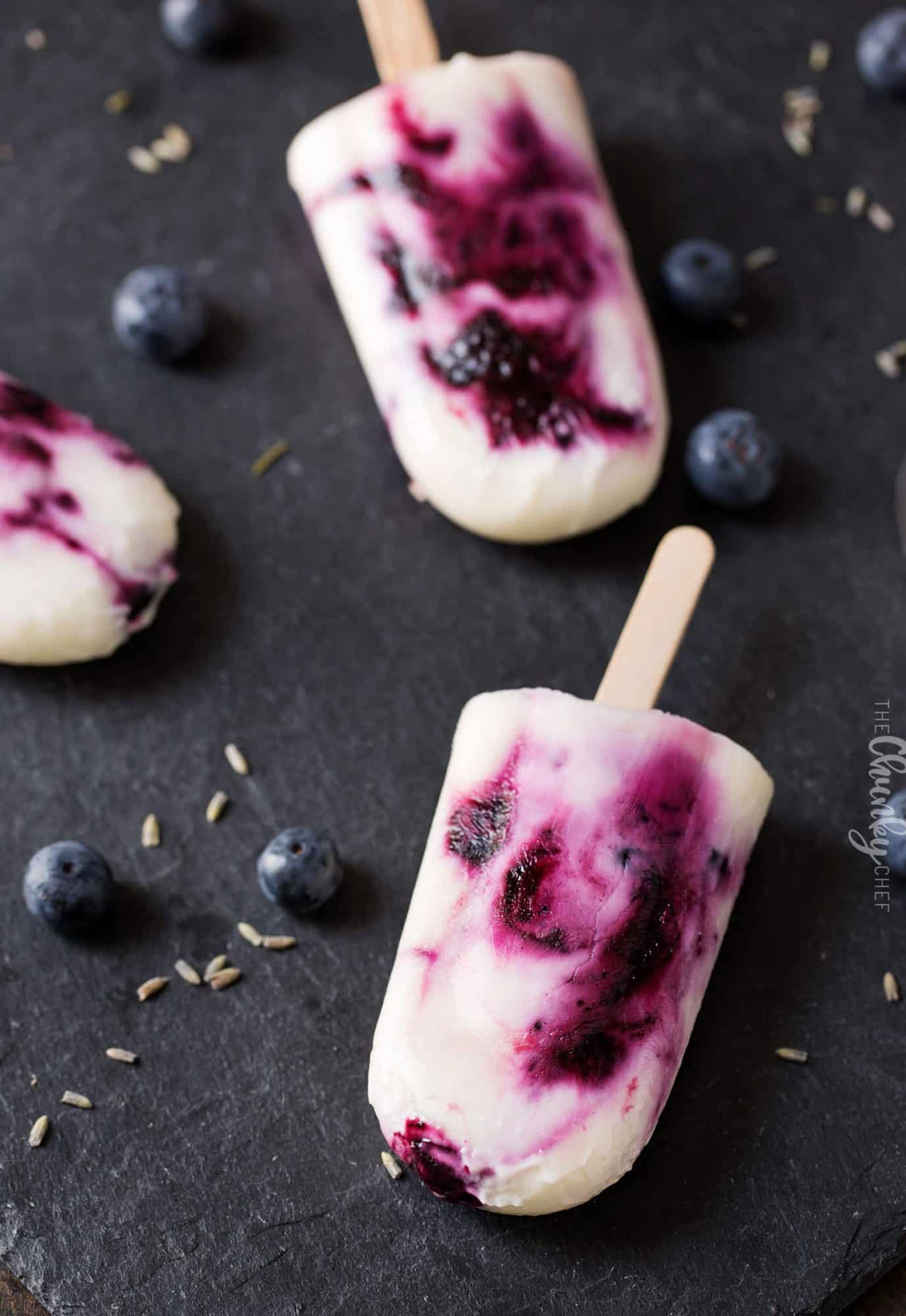Frozen Blueberry and Lavender Yogurt Pops