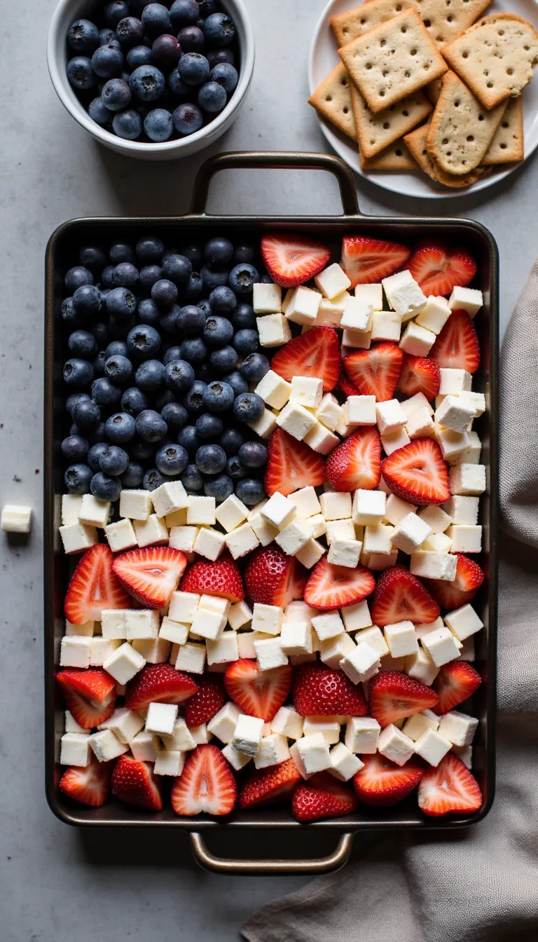 This festive Fruit & Cheese Flag Platter is a patriotic, make-ahead appetizer everyone will love at your 4th of July party!