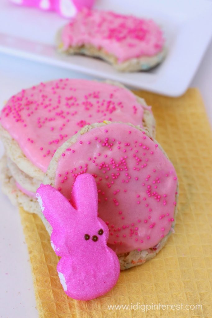 Funfetti Cookies with Peeps Marshmallow Frosting