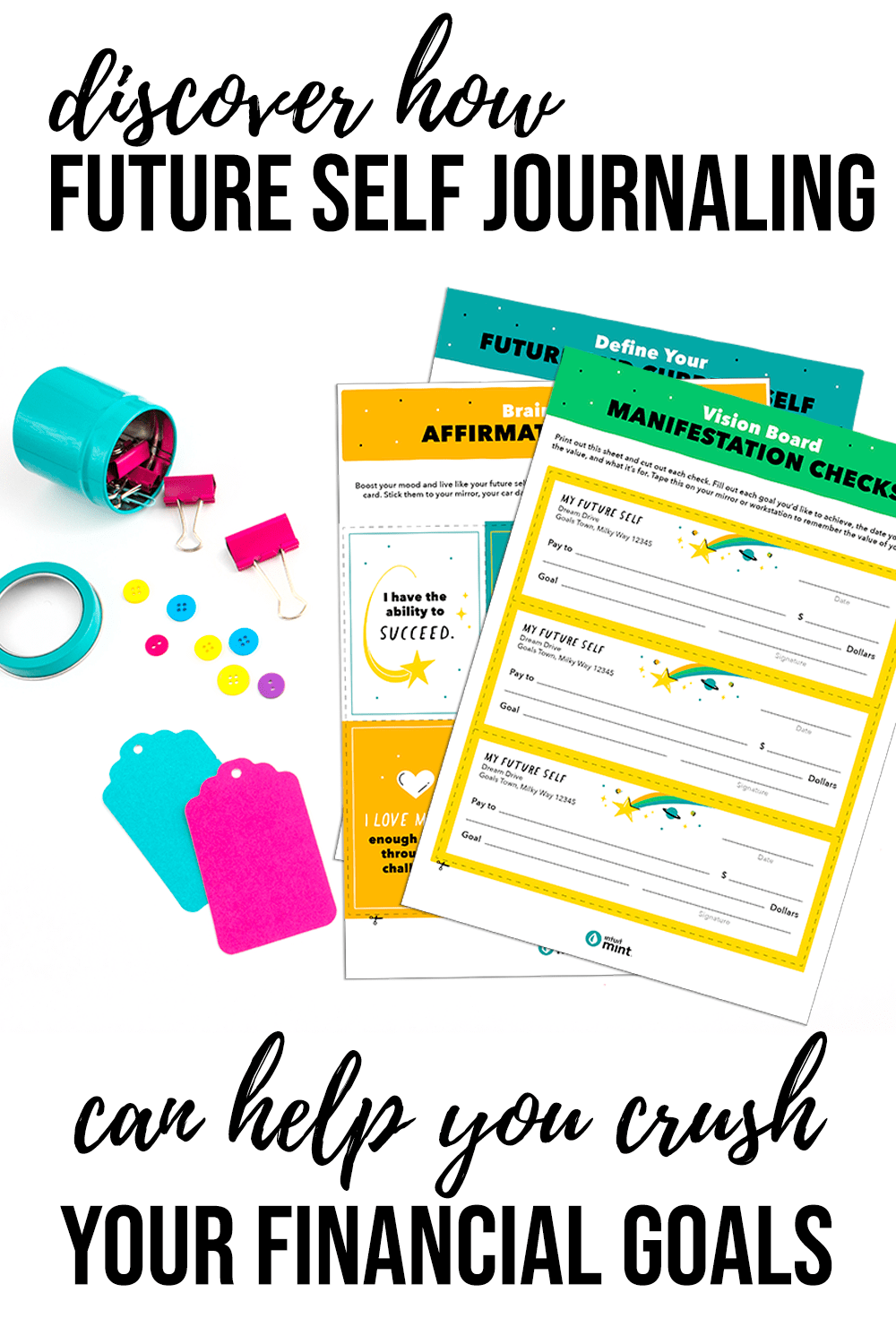 Find out how the law of attraction and future self journaling can help you to crush your financial goals (and any other goals for that matter!) Don't forget to get your free printables to help you to get started!