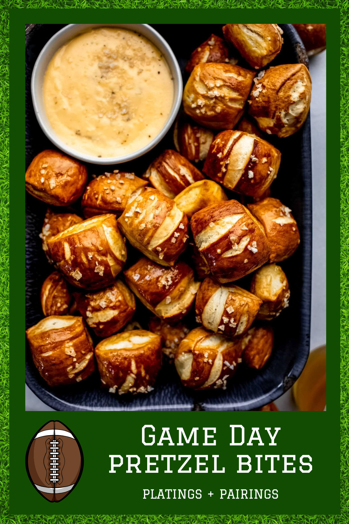 Pretzels with Cheese Dip – Soft, warm pretzels paired with a hot, gooey cheese dip—what could be better? These are a perfect grab-and-go snack for game day munching.