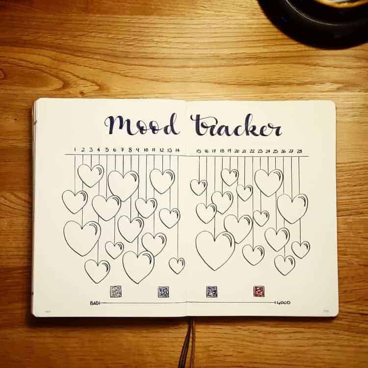 Garland hearts two page mood tracker