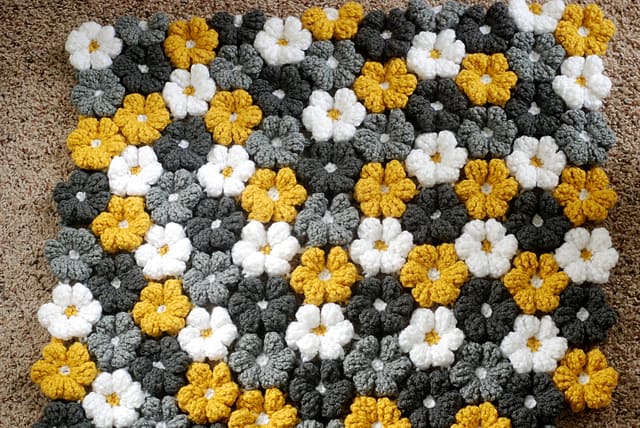 Gender Neutral Crochet Flowers Blanket