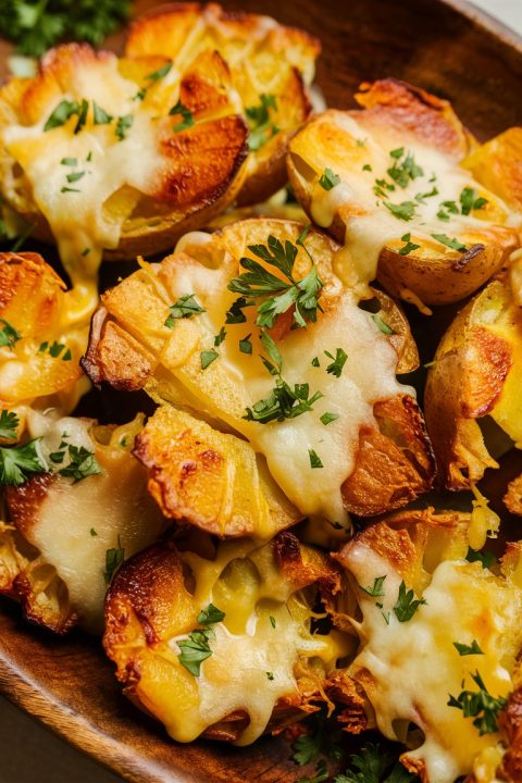 Experience the irresistible combination of crispy and cheesy with our Cheesy Crash Hot Potatoes! These smashed and baked potatoes are loaded with flavor and topped with gooey cheese. A must-try side dish for any cheese and potato lover! ?️ #CrashPotatoes #CheeseHeaven